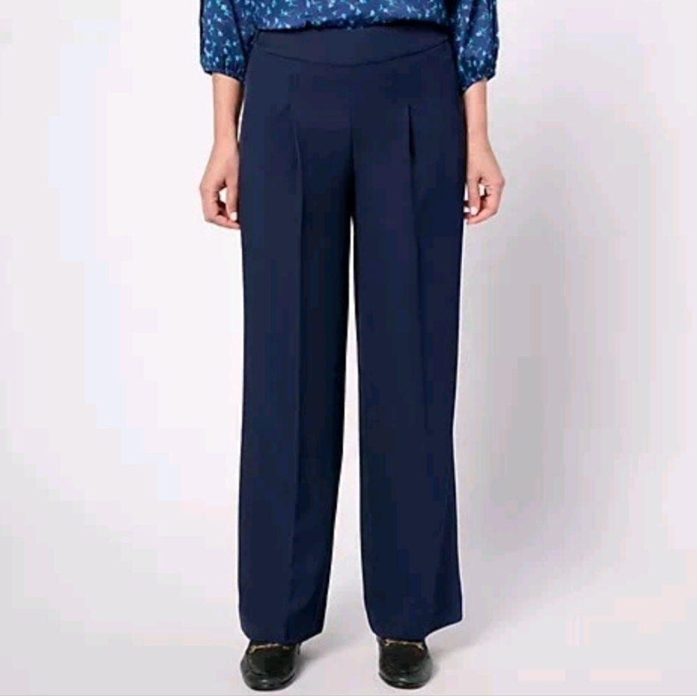 Isaac Mizrahi Deep Blue Wide Leg Trousers